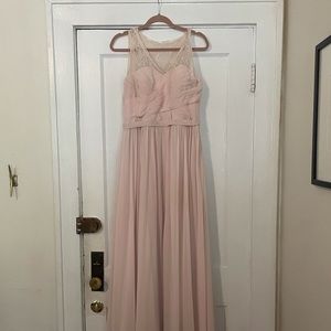 Blush pink Azazie bridesmaid dress